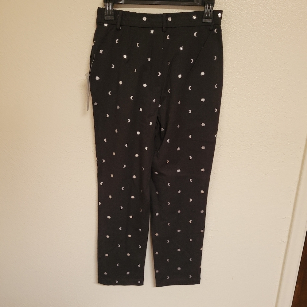NWT Modcloth Twill Moon and Stars Black and Silver Pants - Picture 5 of 5